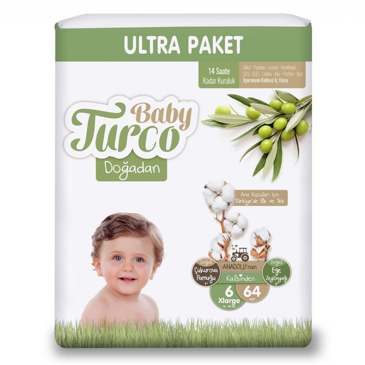 Bantlı Bebek Bezi | Baby Turco Doğadan Ultra No 6 XL 15-25 kg 64 Adet | Baby-Turco-6-No-64-Ad |  | 