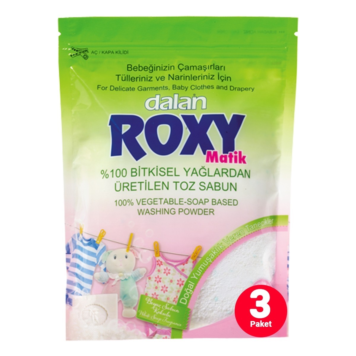 Dalan Roxy Matik Sabun Tozu Doğal Yumuşaklık 3 Paket 800 Gr Bebek